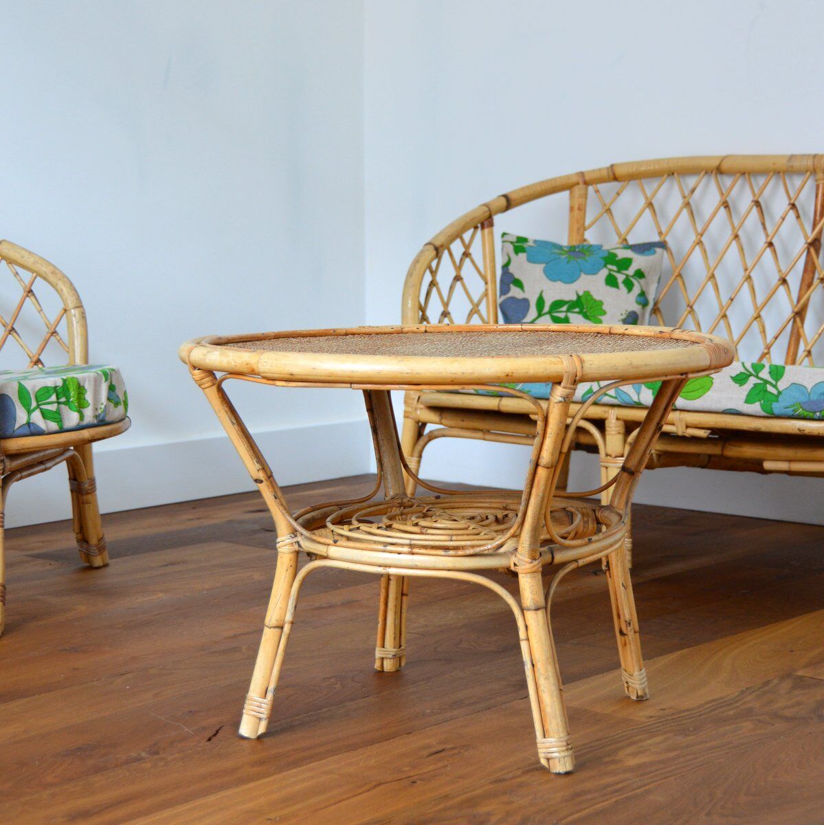 Vintage rattan lounge set 1970