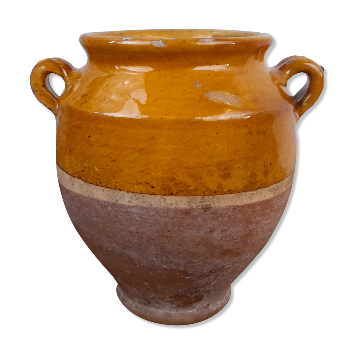 Old glazed terracotta grease pot