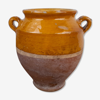 Old glazed terracotta grease pot