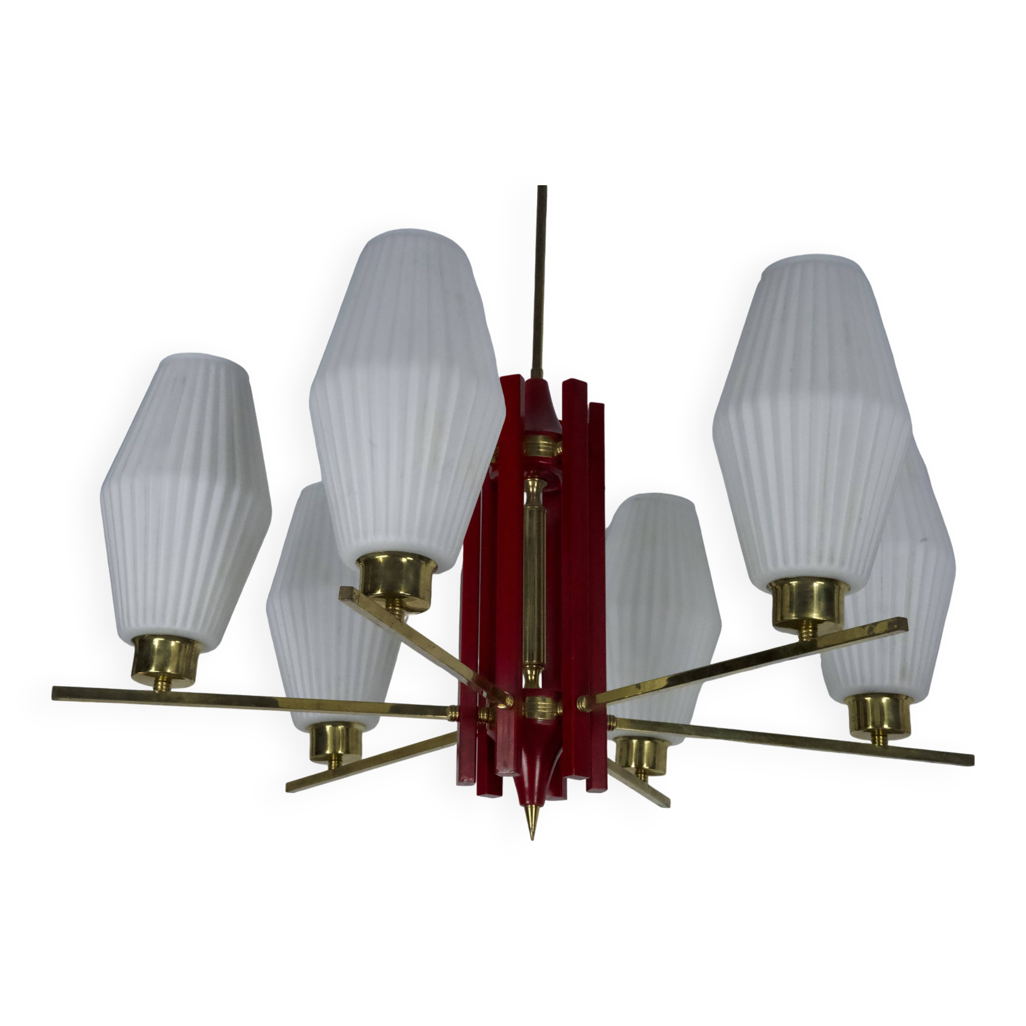 Large Mid-Century Arredoluce Monza manner chandelier. 1950s Italian design