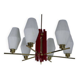 Large Mid-Century Arredoluce Monza manner chandelier. 1950s Italian design