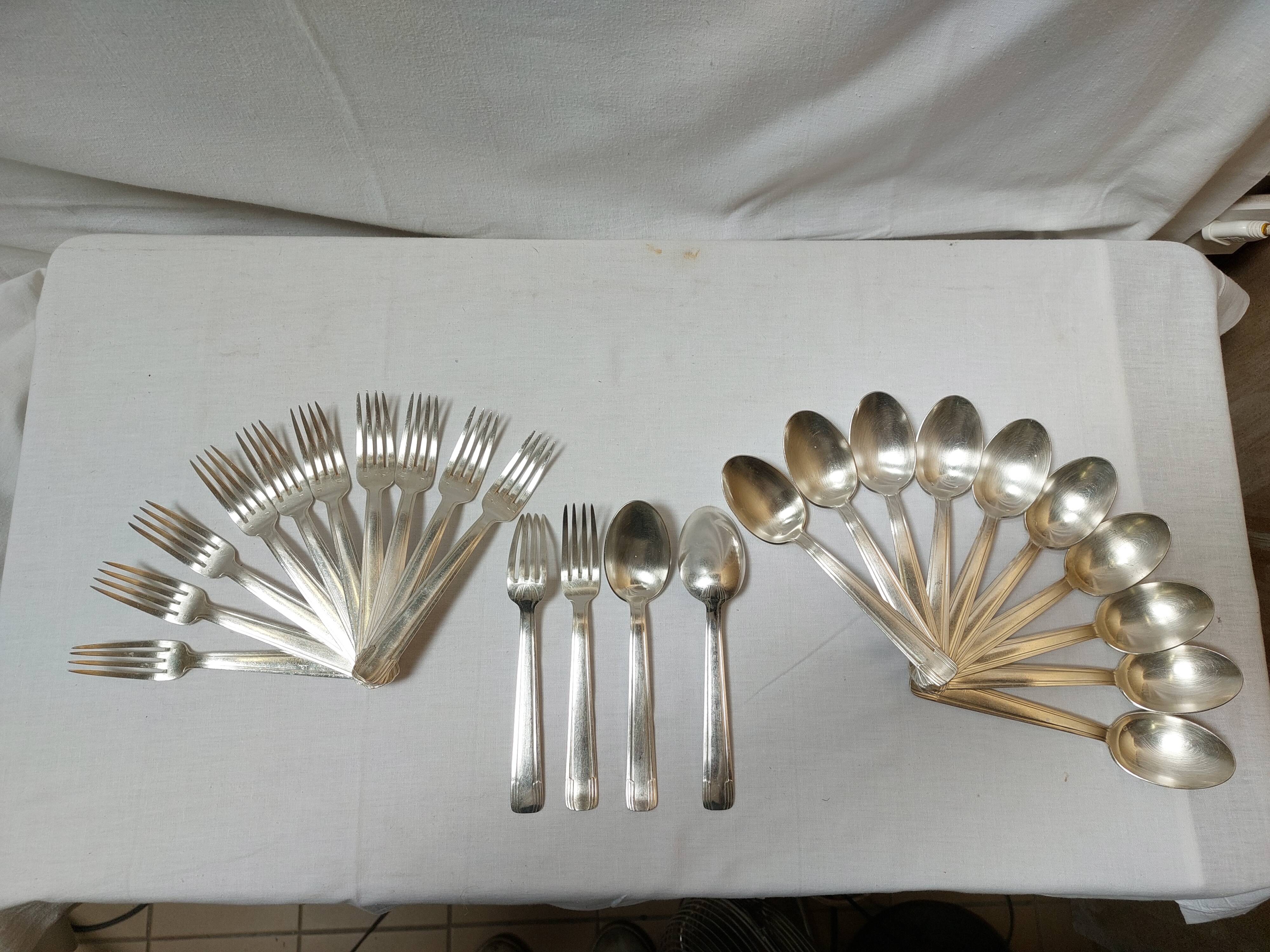 Cutlery set 24 pieces Art Deco in silver metal 84g - Goldsmith's mark