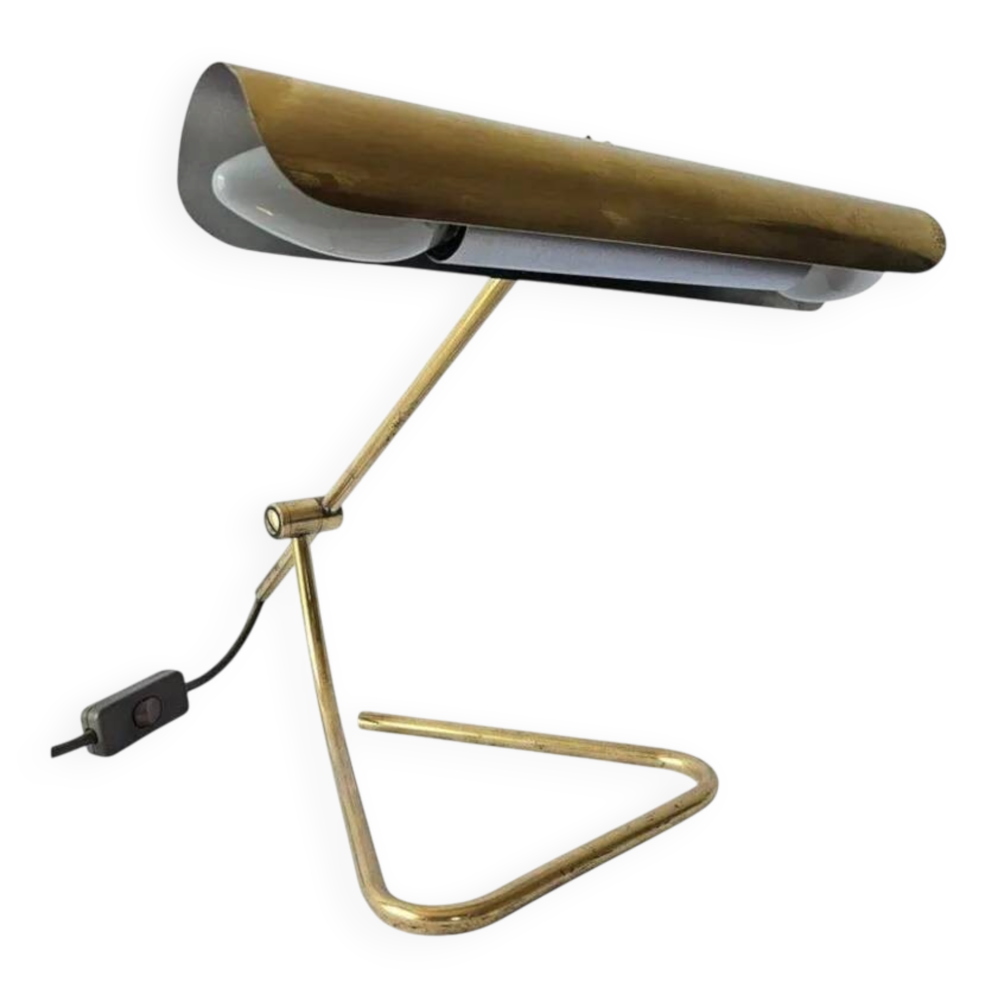 Rare Midcentury Brass Table or Desk Lamp OMI, Office or Bank, Germany, 1970s