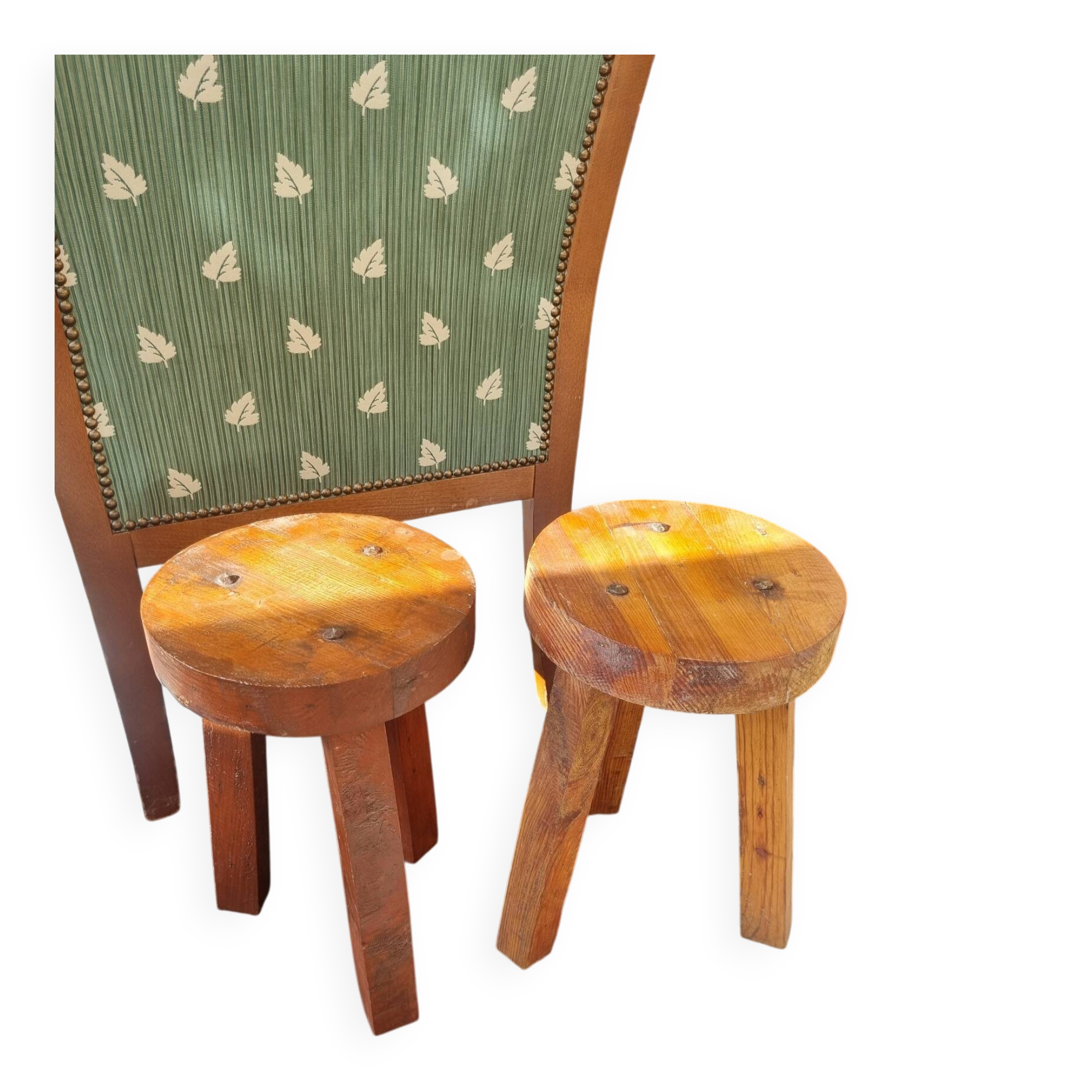 Lot 2 tabourets bois arts and crafts