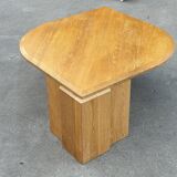 Table basse vintage en forme de larme wabi sabi brutaliste en chêne massif