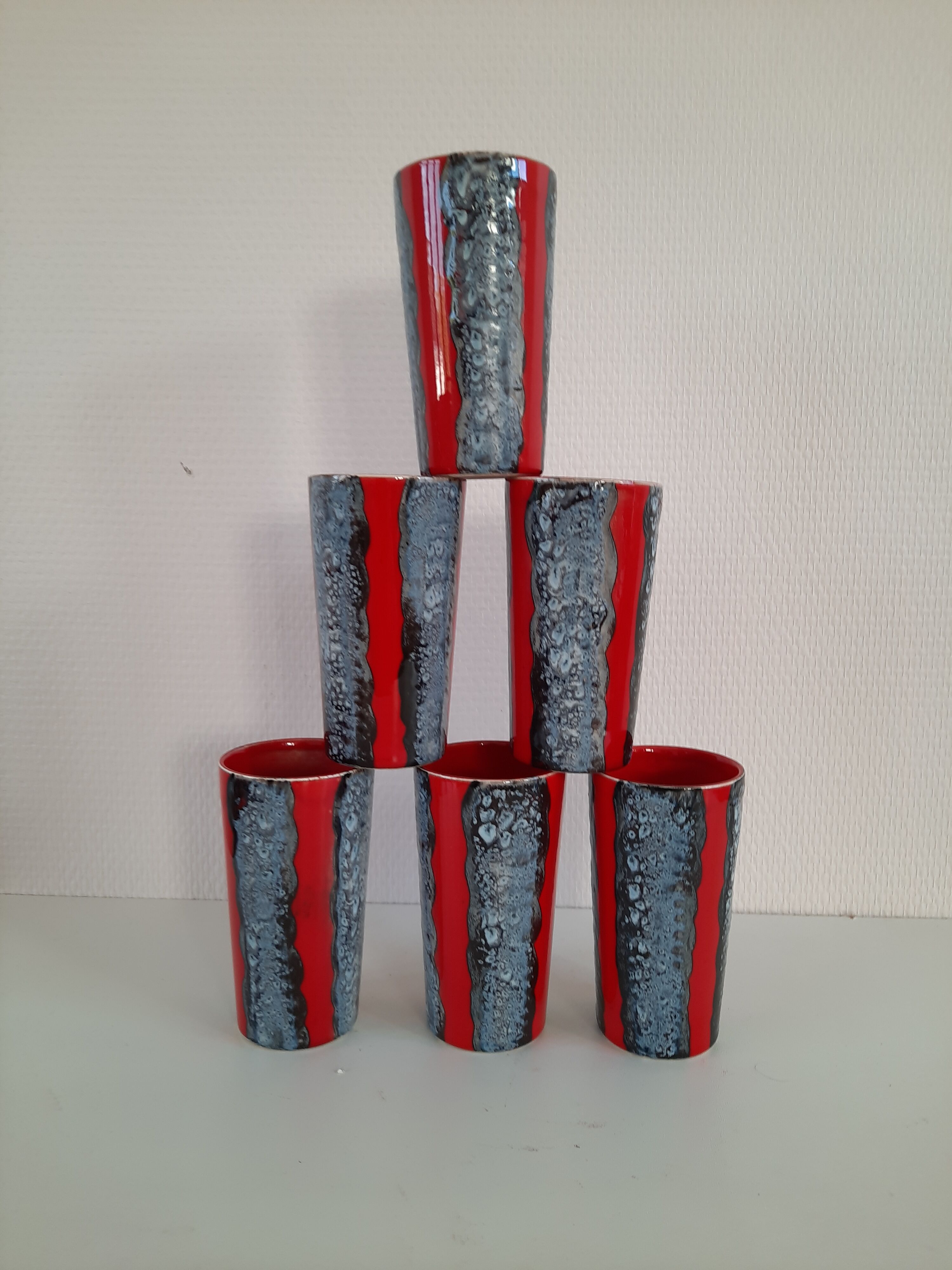 Series of 6 ceramic cups from vallauris