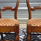 Antique Louis Philippe style chairs in walnut and velvet