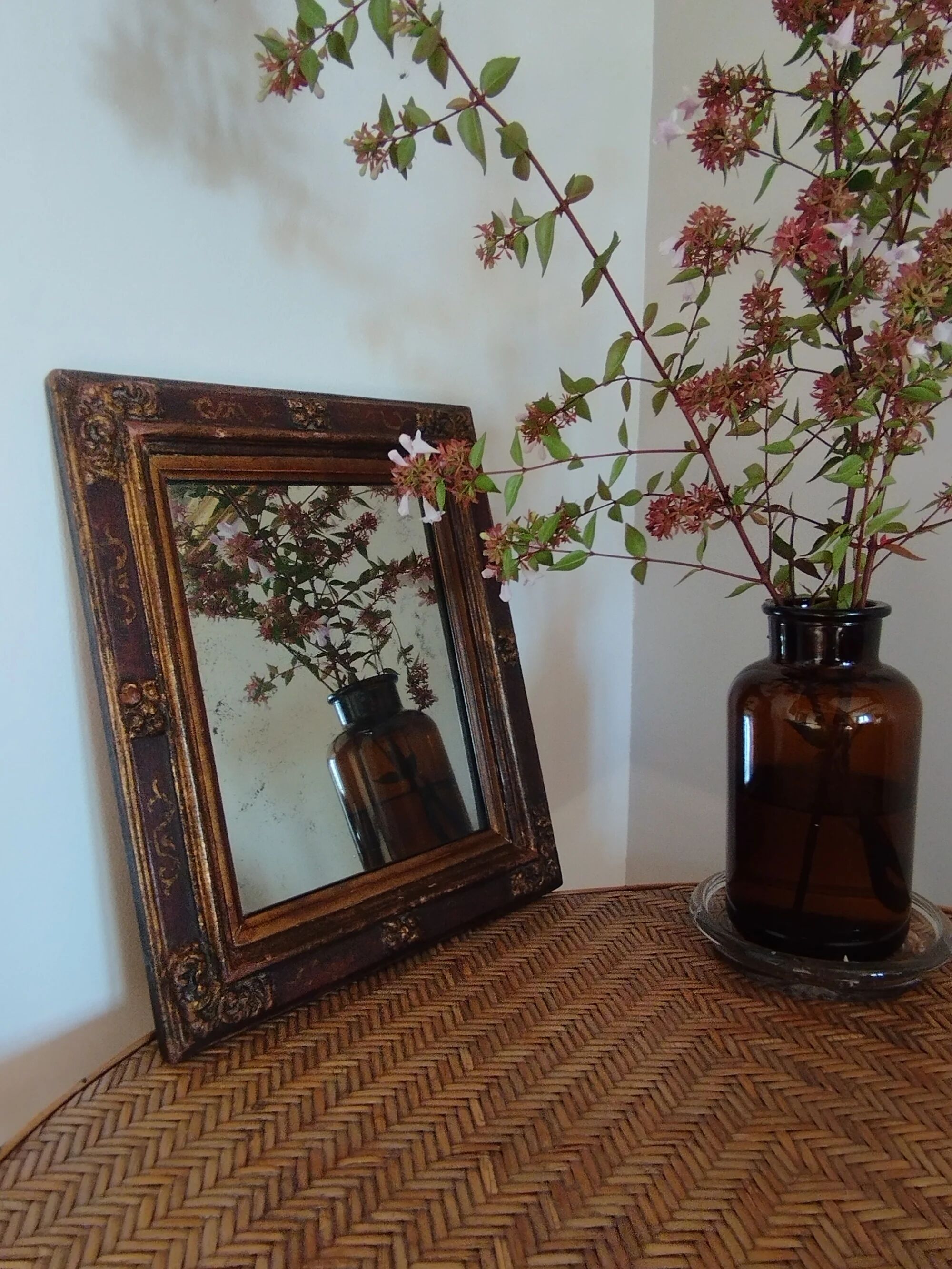 Small rectangular mirror with mercury glass "Leluc"