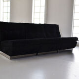 Modular sofa in black velvet 1970