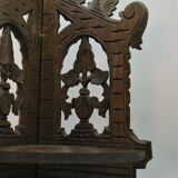 Ancienne étagère à poser angle pliable en bois sculpté 1900