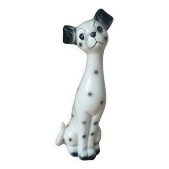 Romantic ceramic Dalmatian dog statuette, vintage decorative dog from the 1970s