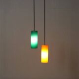 Ensemble de 2 lampes suspendues en verre Nordisk Solar Compagni / Holmegaard “74105” / Design danois moderne des années 1960.