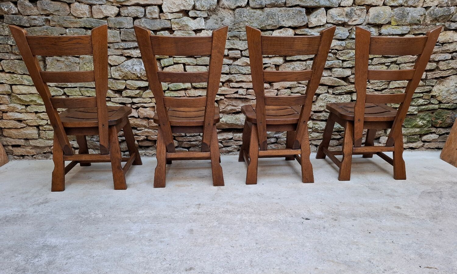 Brutalist oak chairs