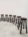 Tabourets de bar brutalistes en bois et cuir, Espagne 1970
