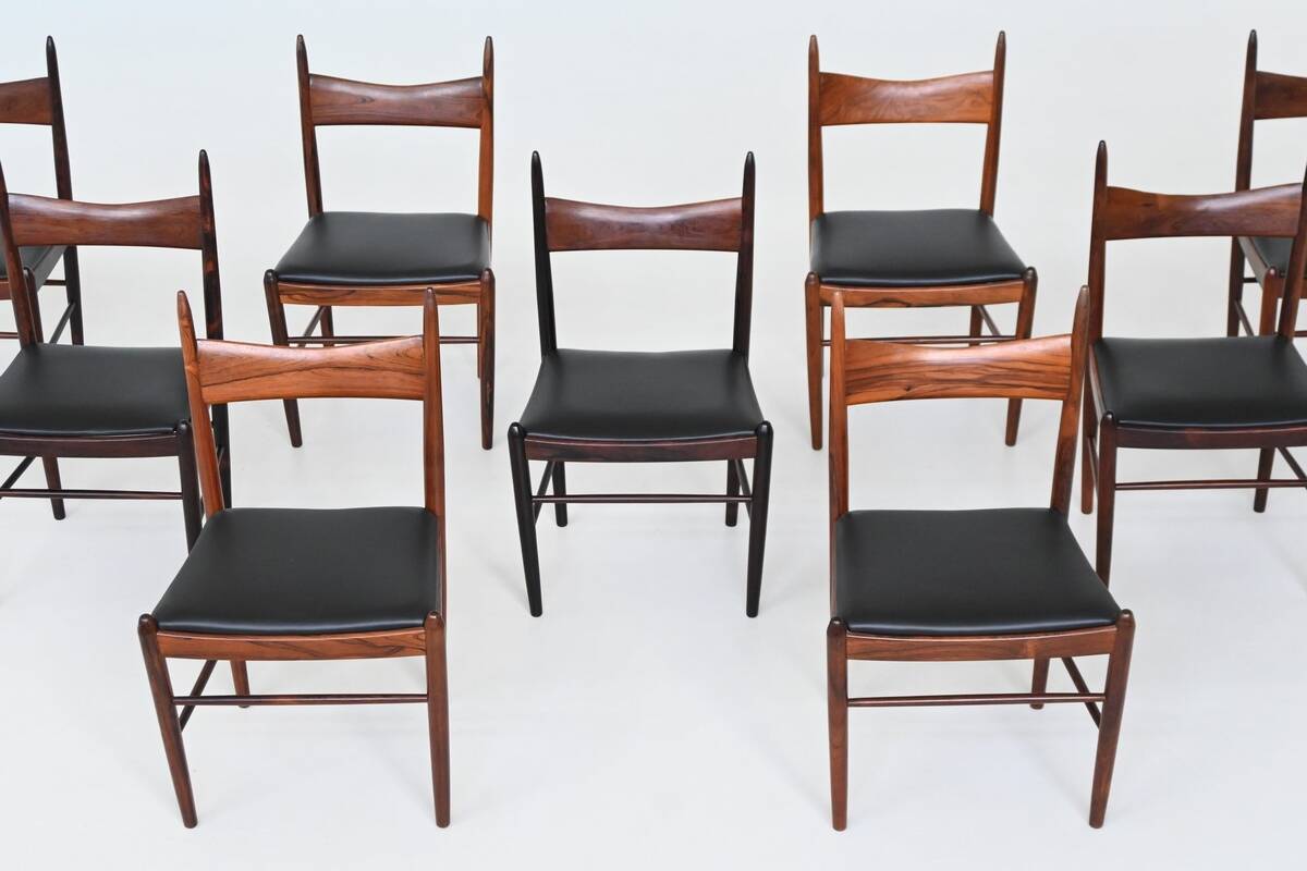 H. Vestervig Eriksen set of nine dining chairs rosewood Tromborg Denmark 1960