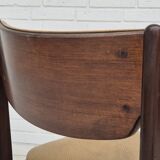 1970s, set of 5 Danish dinning chairs, original condition, teak wood, leather.