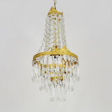 Old balloon chandelier with three floors, glass tassels. 50s 60s