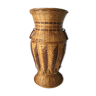 Bi-colored woven wicker vase