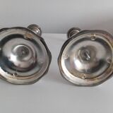 Pair of silver-plated metal candlesticks