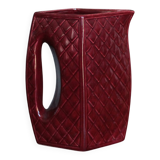 Vintage ceramic pitcher, jug, jug, burgundy red carafe, kitchen
