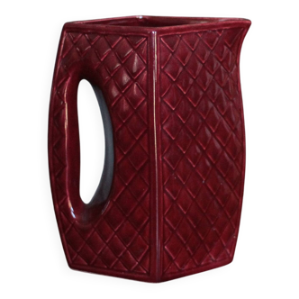 Pichet céramique vintage, broc, cruche, carafe rouge bordeaux, cuisine
