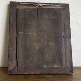 19th century blackened mirror with pitted glass 34cm x 40cm