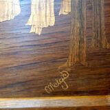 Art Nouveau marquetry mirror signed Auguste Metgé