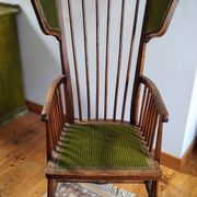 1900s Arts and Crafts style tapered wingback armchair
