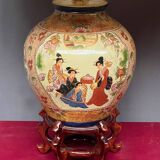 Pair of Satsuma lamps. Hand painted.