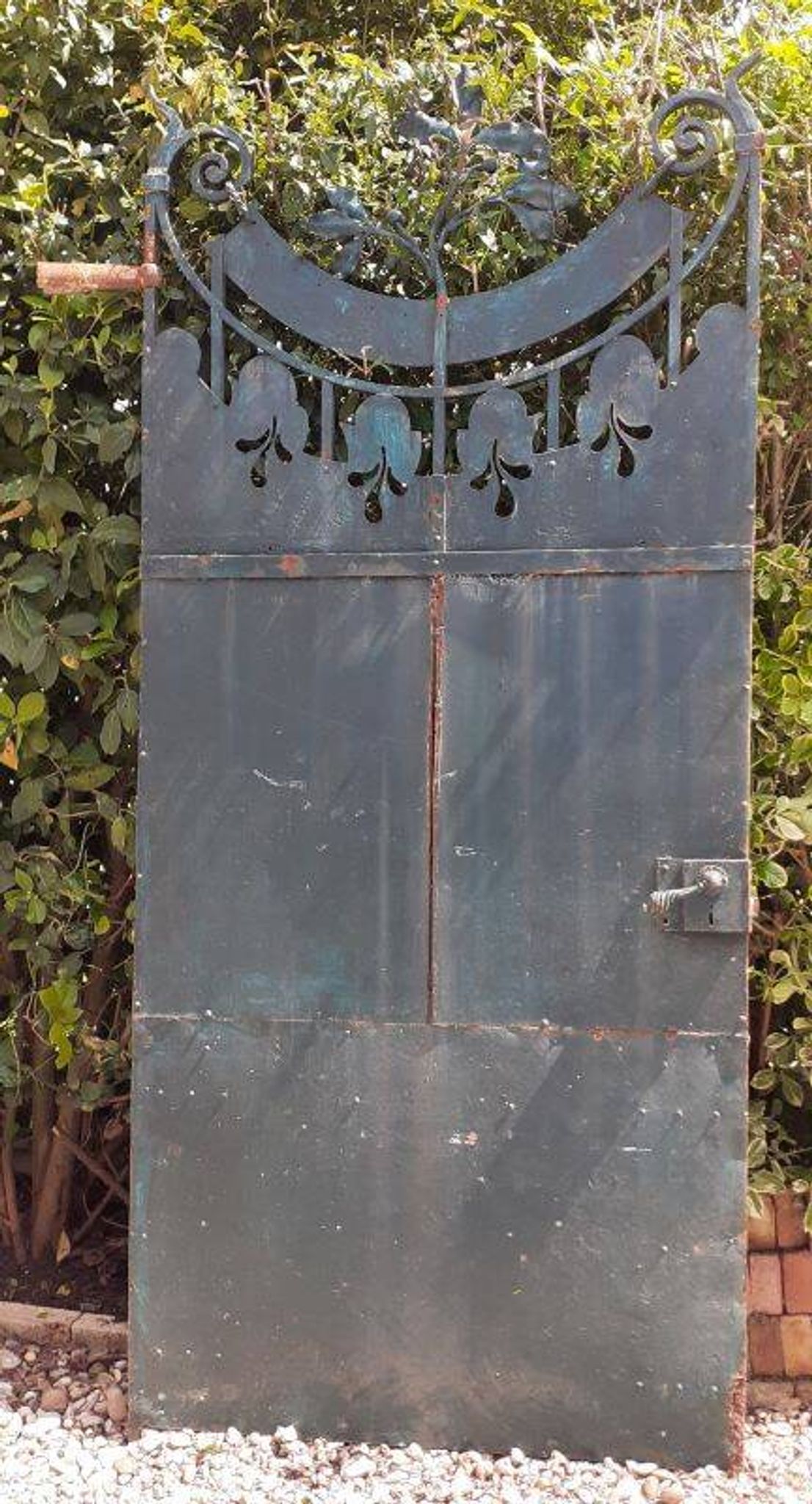 Solid gate, garden iron, H227x110cm, old, exterior door