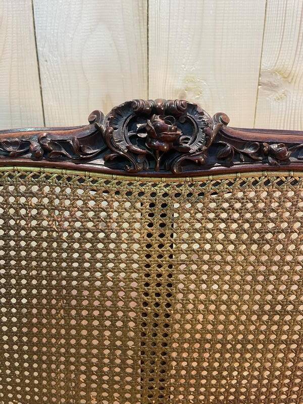 Banquette en acajou et cannage Louis XV