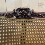 Louis XV mahogany and cane bench