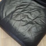 Black leather pouffe/armchair, Italian design, 1960s, production: Italy