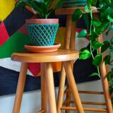 Vintage blond wooden stool