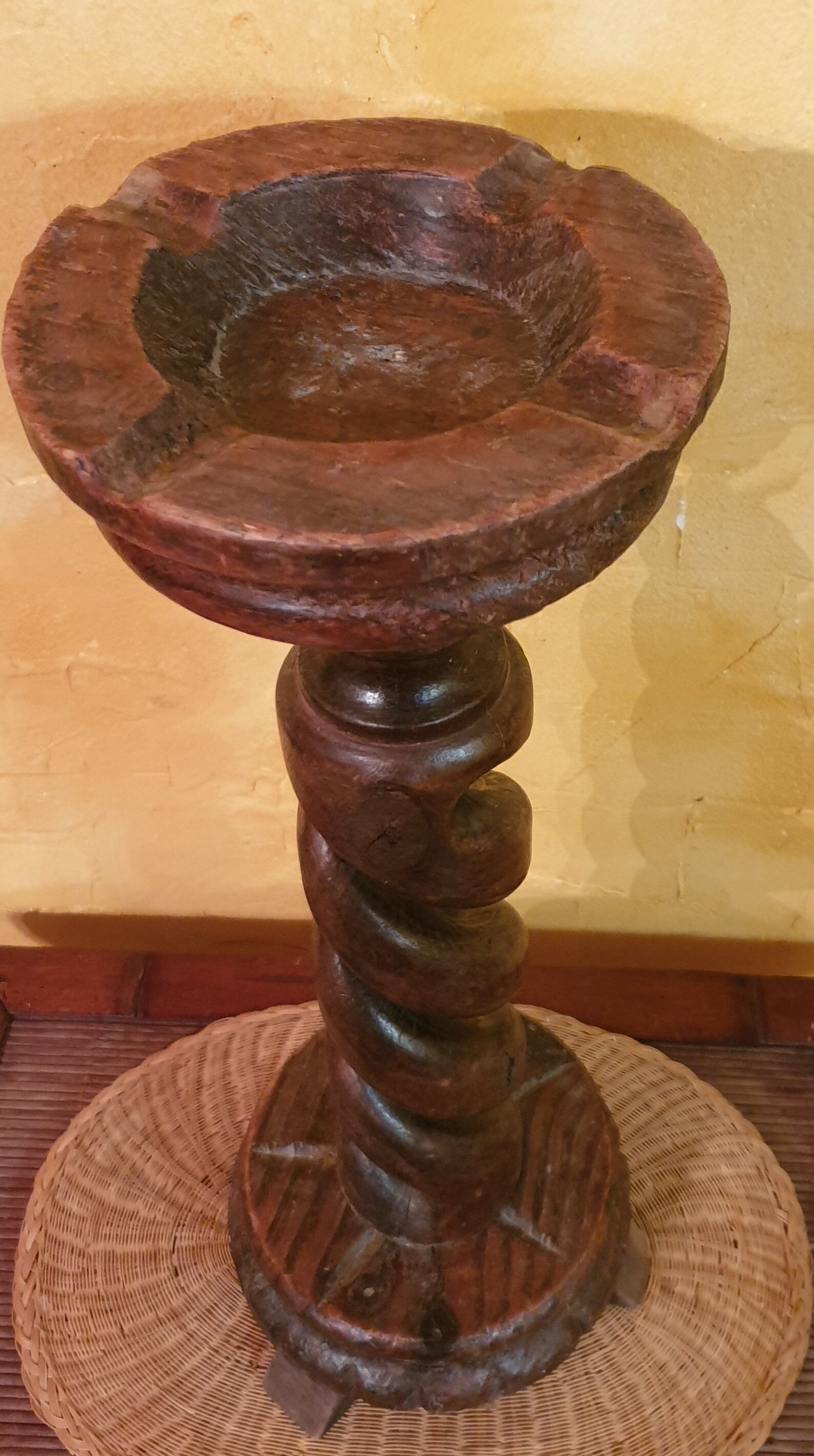 Wood standing ashtray