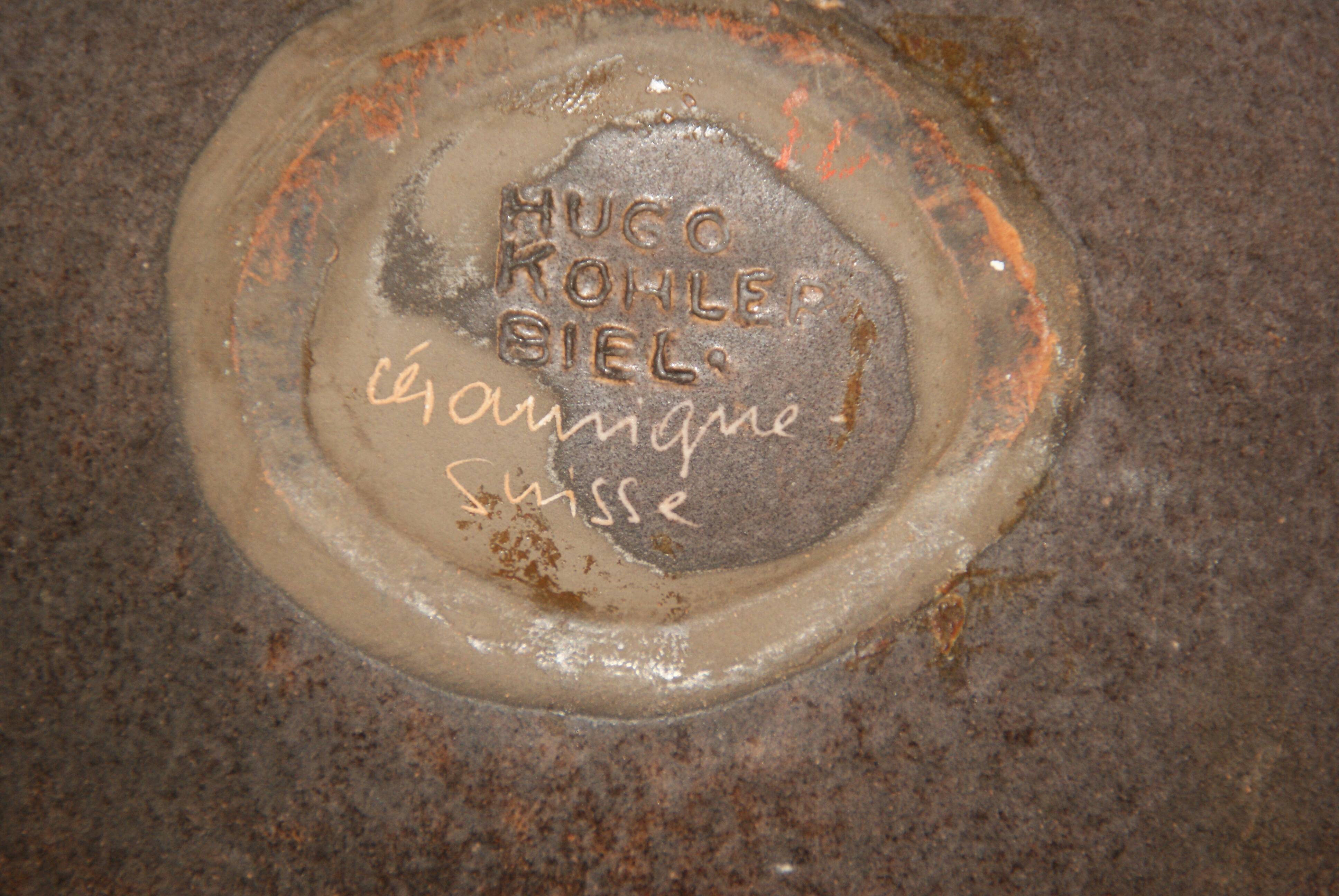 Empty Swiss ceramic pocket KOHLER BIEL pottery alpine pastures cow bell