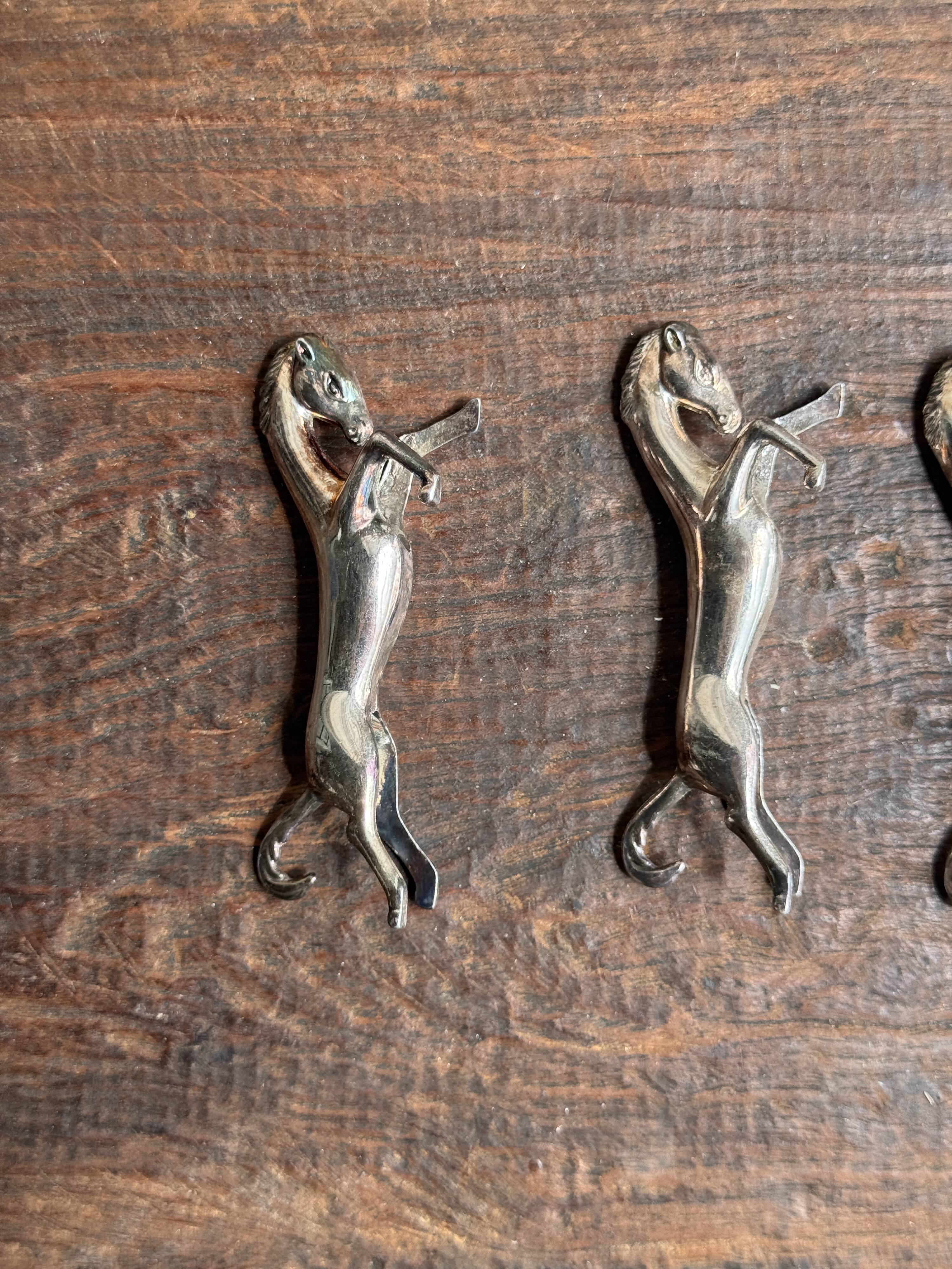 Set of 6 silver-plated horse knife rests L8 H2