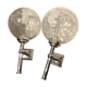 Pair of vintage wall lamps chrome metal and marbled glass