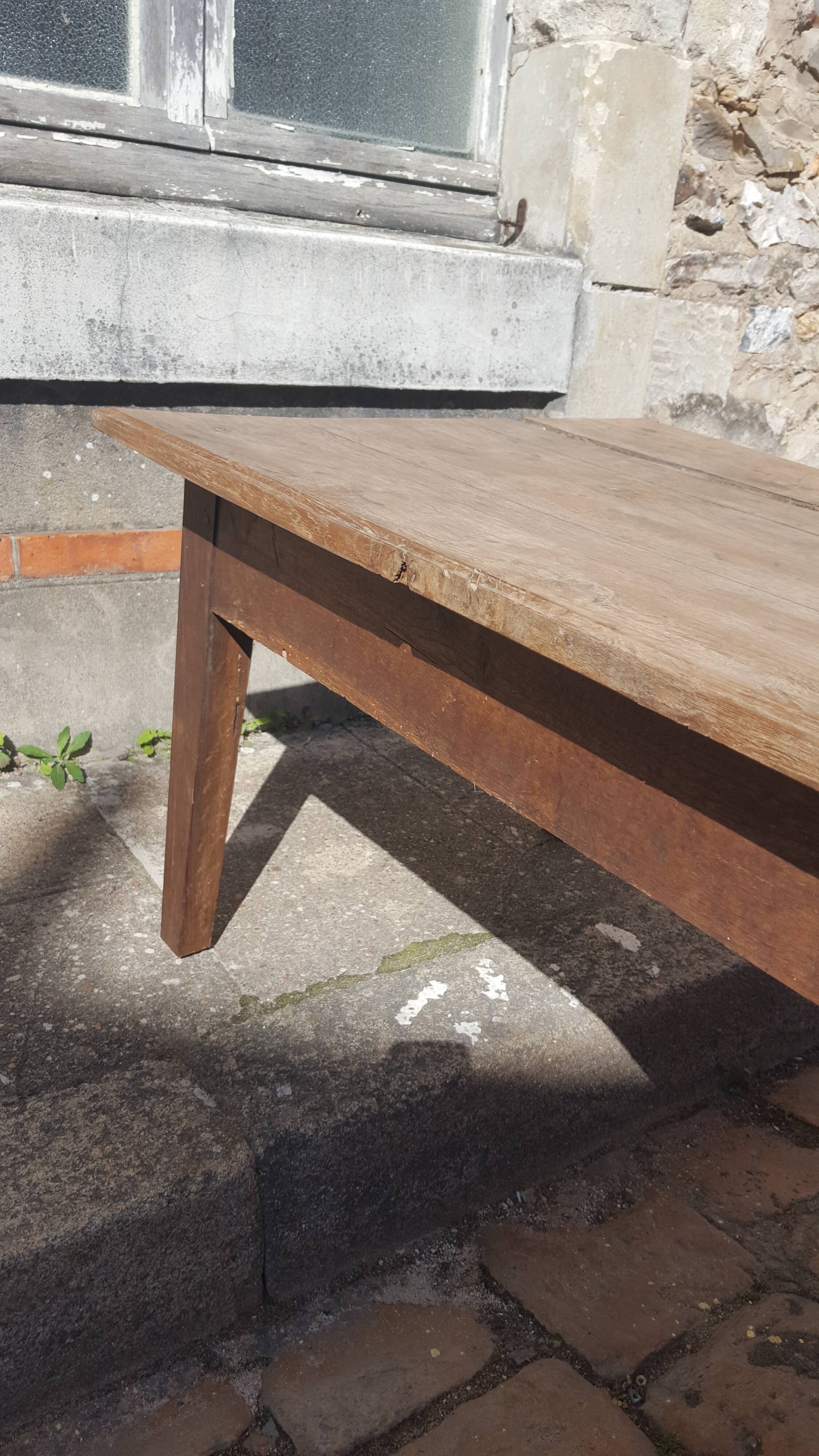 Raw wood farm table coffee table