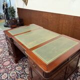 English Chesterfield desk with green leather