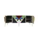 Mid-Century Style Italian Sideboard Made of Wood Brass and Colored Glass