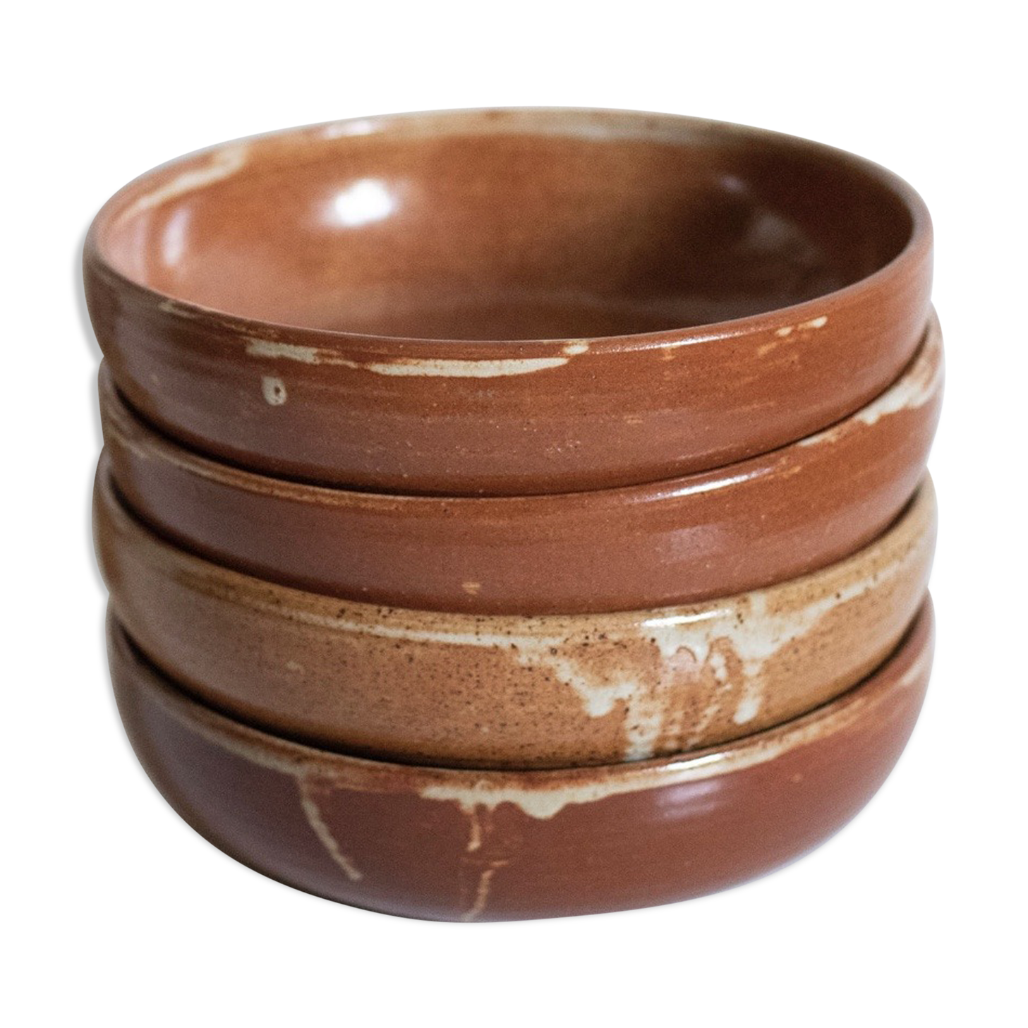 Set of 4 plates in sandstone of Saint Amand signed