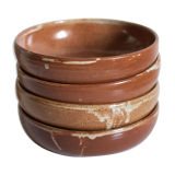 Set of 4 plates in sandstone of Saint Amand signed