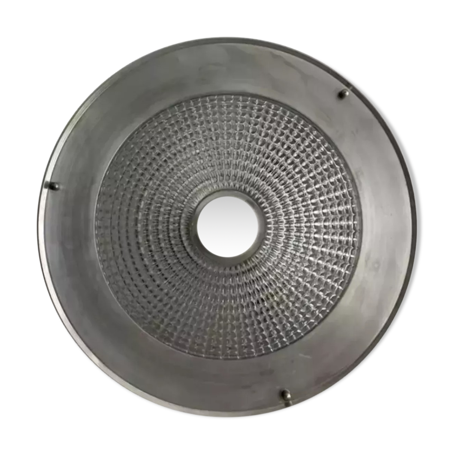 Vintage ceiling lamp in metal and pressed molded glass, France 1970