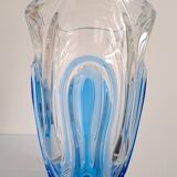 Large two-tone pressed glass vase in the Art Deco style (Walther Glas, Germany, late 20th century)