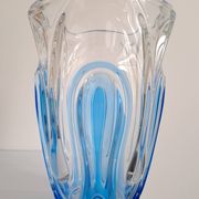 Large two-tone pressed glass vase in the Art Deco style (Walther Glas, Germany, late 20th century)