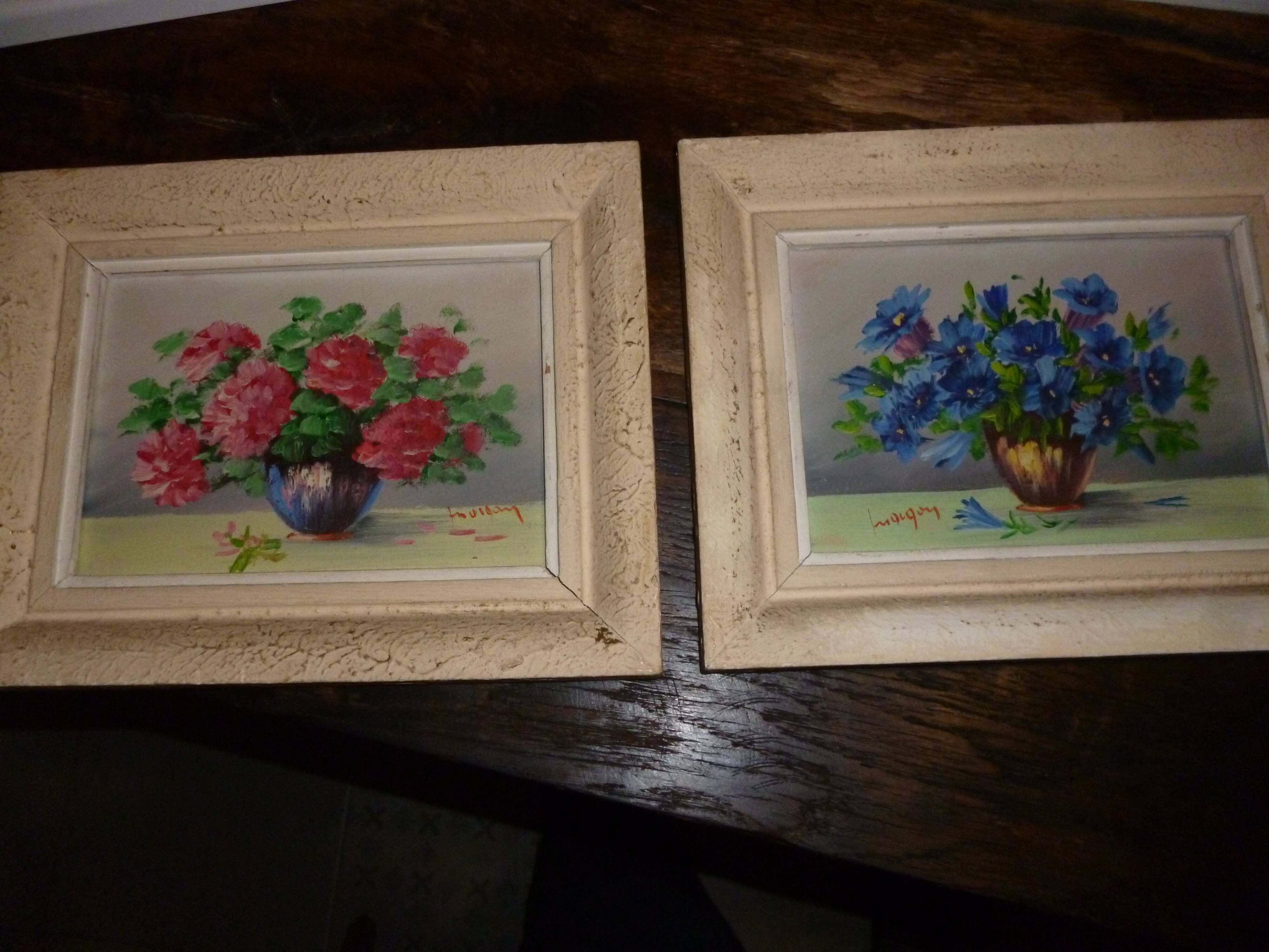 Paire de peinture de fleurs