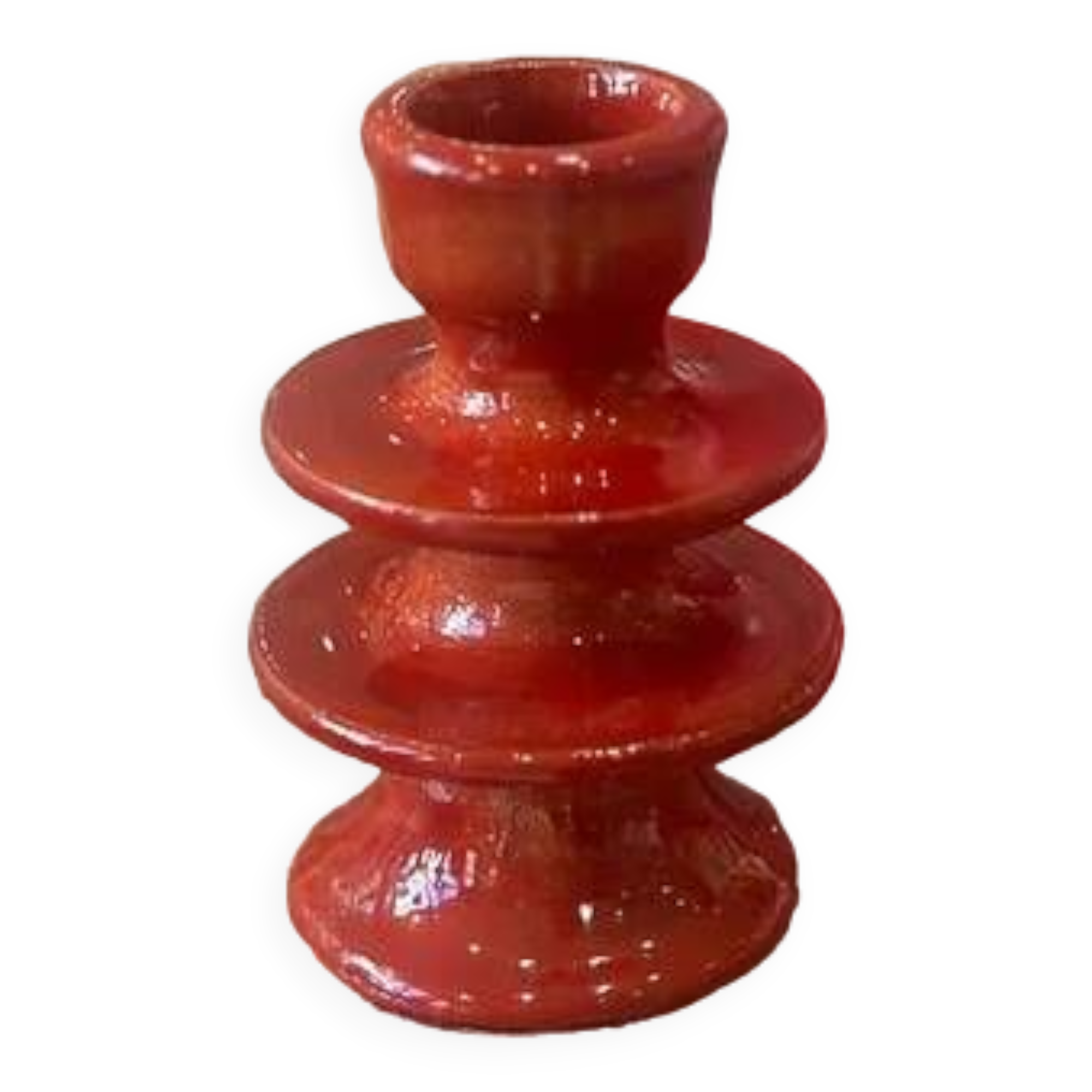 Red candlestick holder