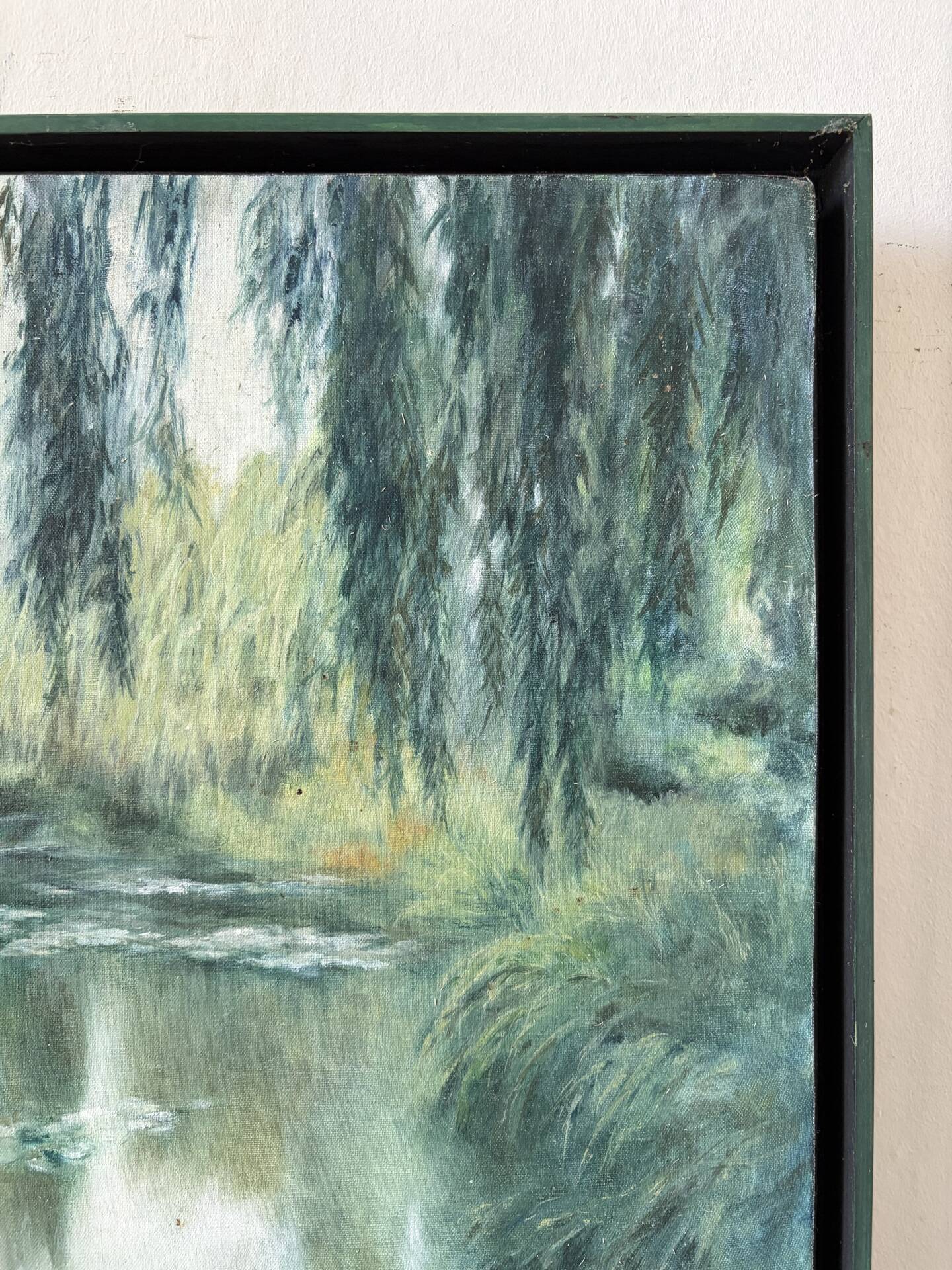 Huile sur toile "Lac aux nénuphars" signée