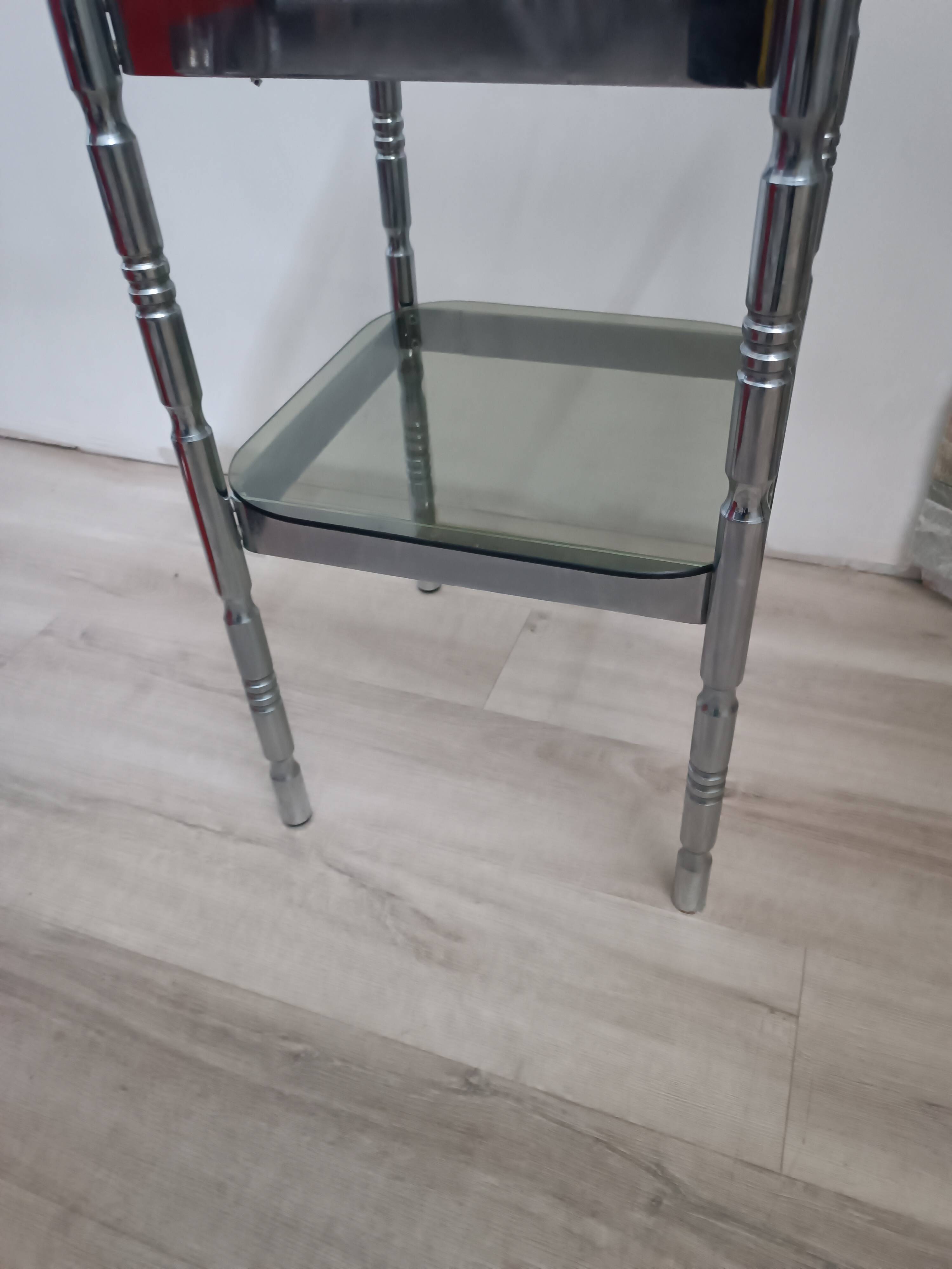 1970s metal and smoked glass side table